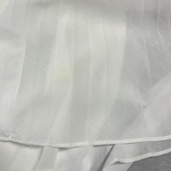 Rebecca Taylor Womens Large Voile Plisse Button Front Statement Blouse White - Picture 7 of 11